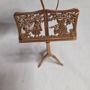 Ornate Musical Notes Stand Ornament Brass Tone Children‎ Playing Music Copper
